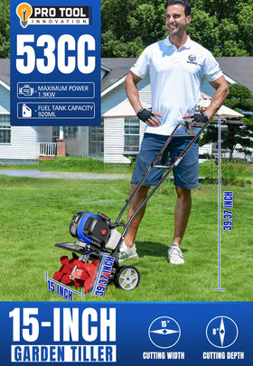 Wild Badger Power tiller features easy-start for quick ignition.