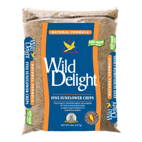 Wild Delight Fine Sunflower Chips bag, ideal feed for finches and songbirds.