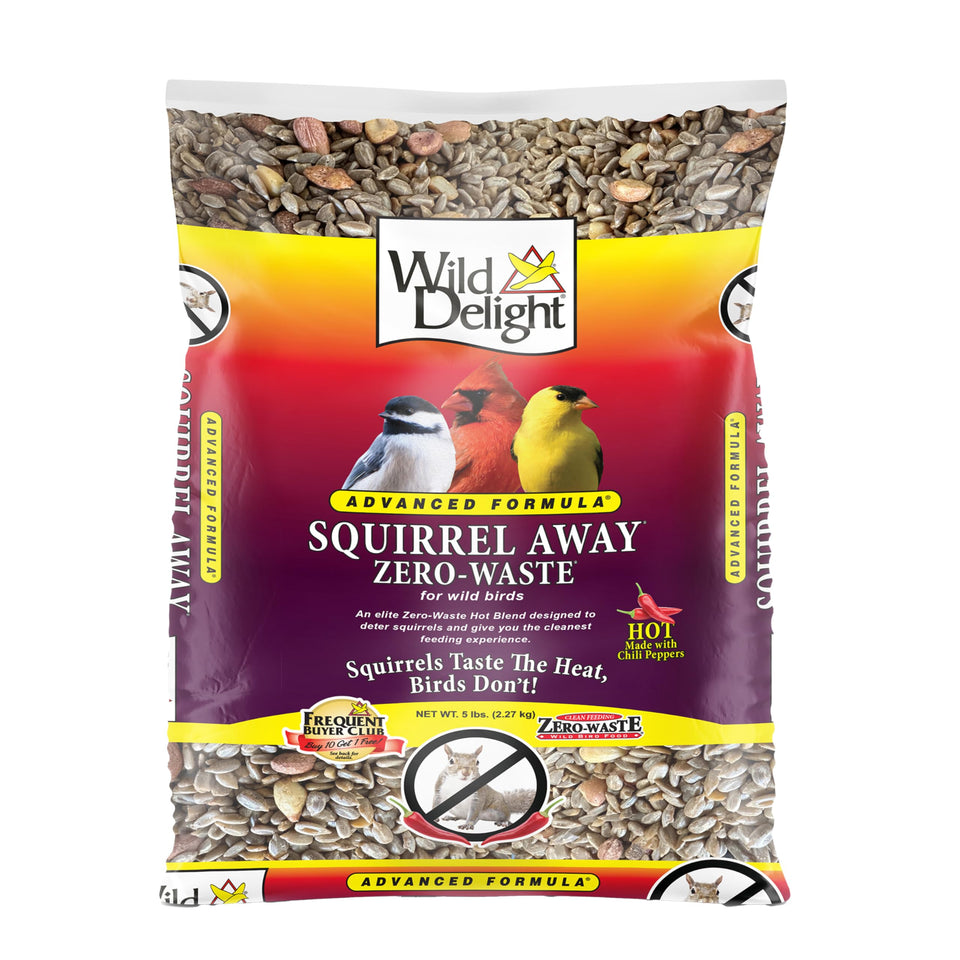 Wild Delight Squirrel Away packaging bag for easy outdoor feeding.
