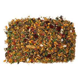 Wild Harvest brand packaging display conveys trusted nutrition for pet parrots.
