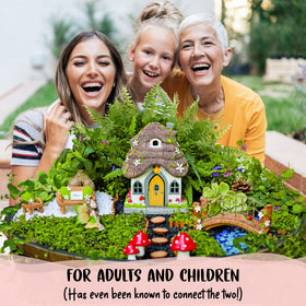 WILD PIXY garden bench scene offers a cozy focal point for family visits
