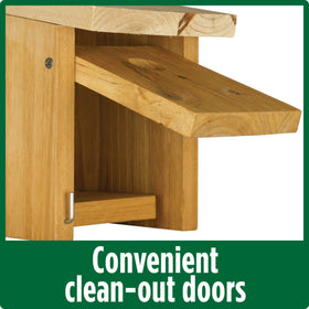 Wild Wings Cedar Box Wren House clean-out door for easy seasonal cleaning