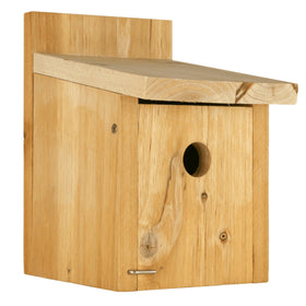 Wild Wings Cedar Box Wren House front view with 1 1/8 inch entrance inviting wrens and chickadees