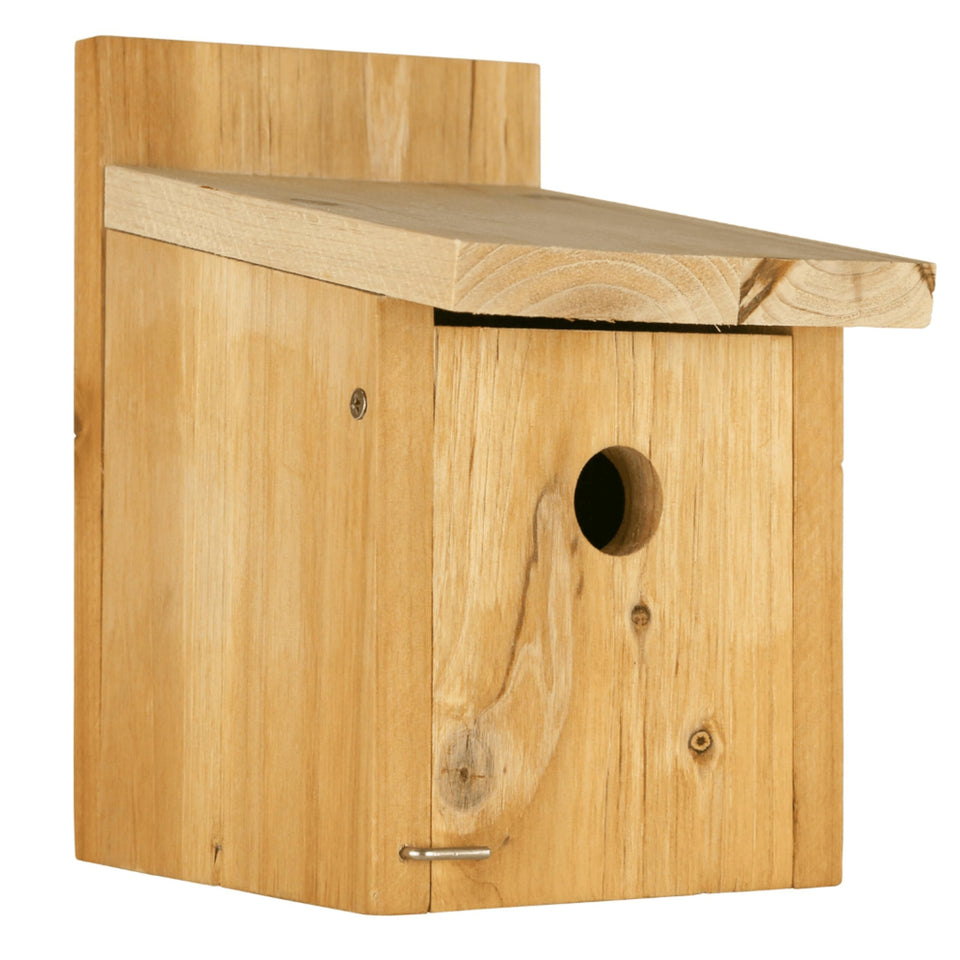 Wild Wings Cedar Box Wren House front view with 1 1/8 inch entrance inviting wrens and chickadees