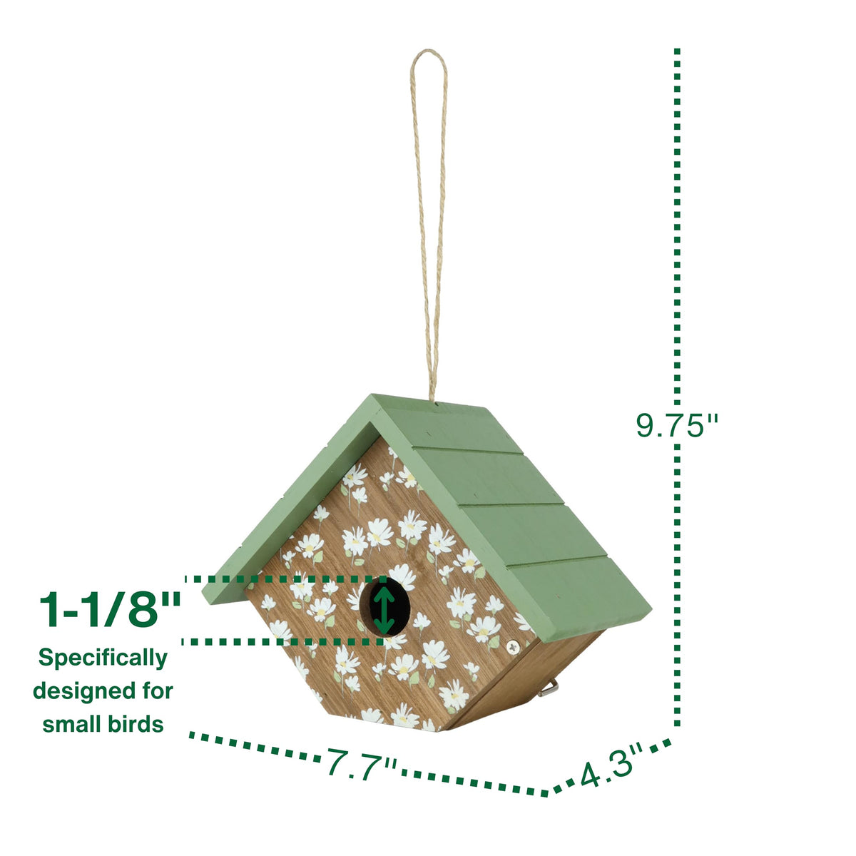 Wild Wings Springwood Daisy Wren House side view showing compact design.