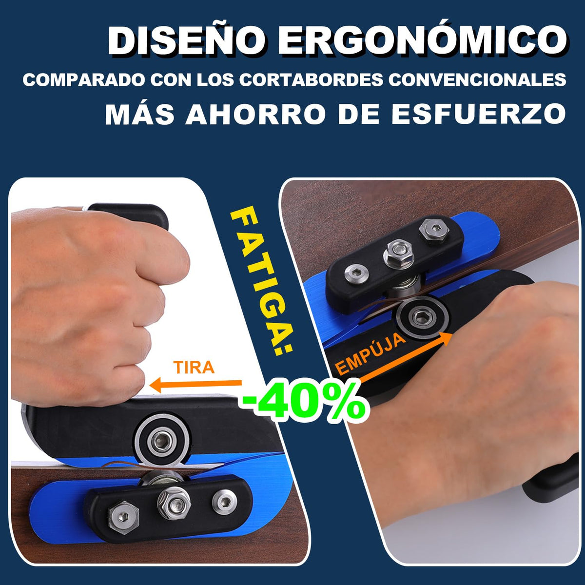 WildBossy edge banding cutter ergonomic push-pull grip reduces fatigue during long jobs.