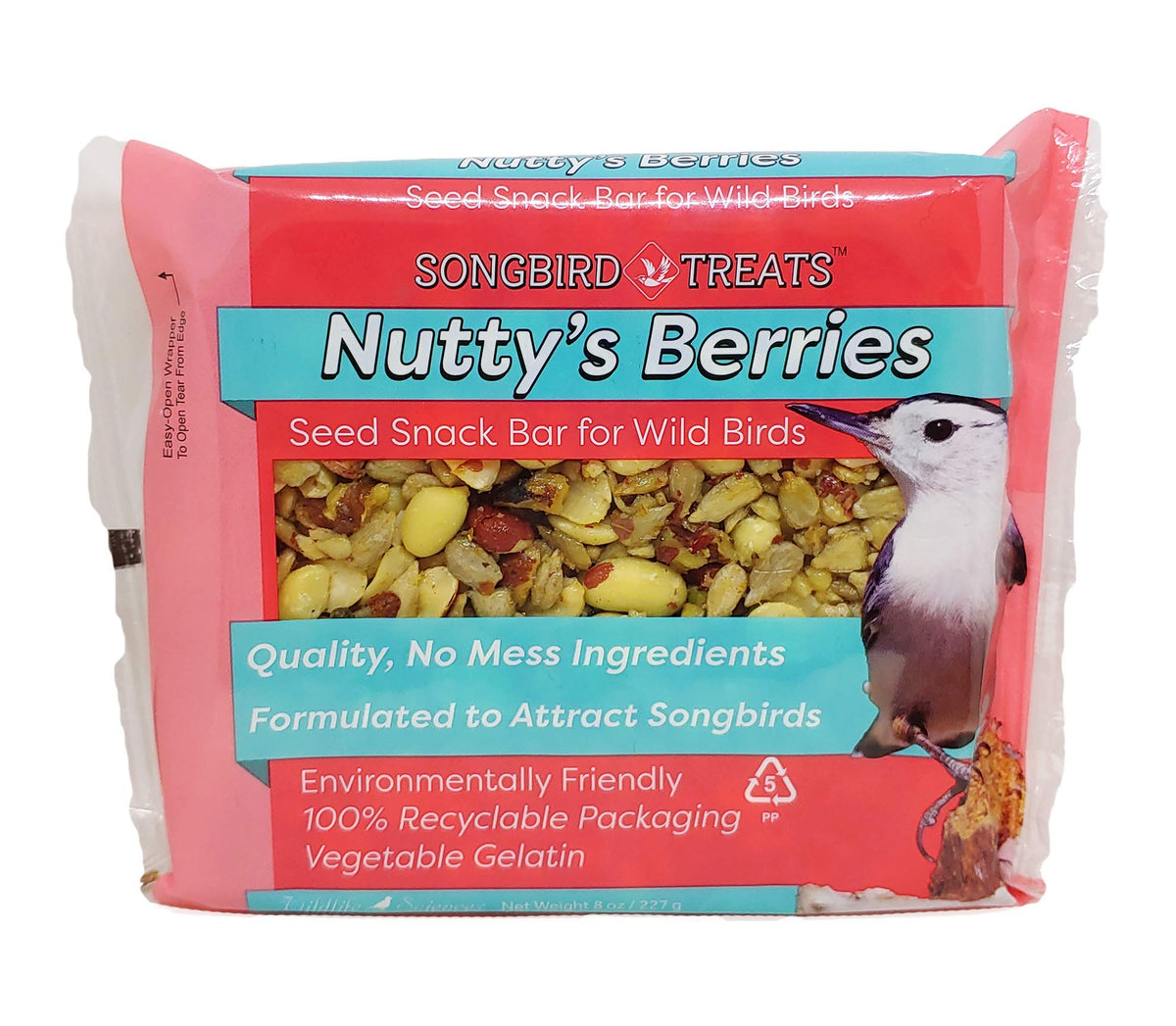 Wildlife Sciences seed bars packaging shown as recyclable.