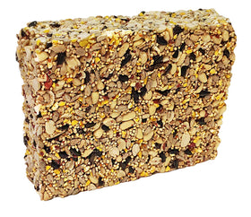 Wildlife Sciences Songbird Seed Cake feeder scene with birds