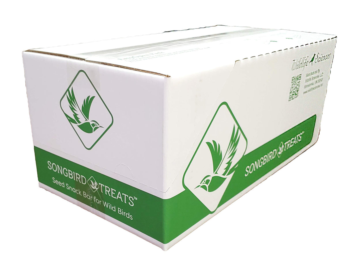 Wildlife Sciences seed bars close-up highlighting vegetable gelatin for bird-safe treats.