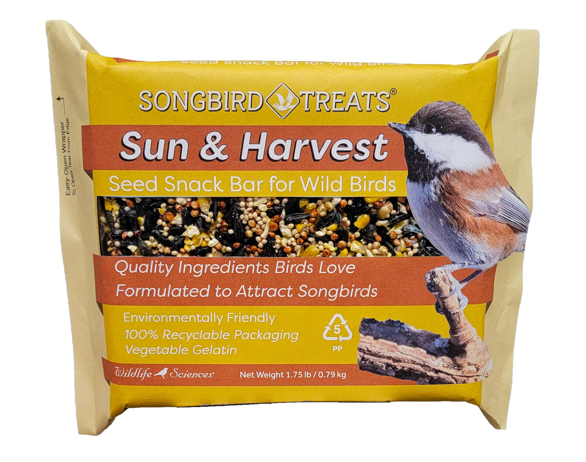 Wildlife Sciences Songbird Treats seed bars front view attracts songbirds at your feeder.