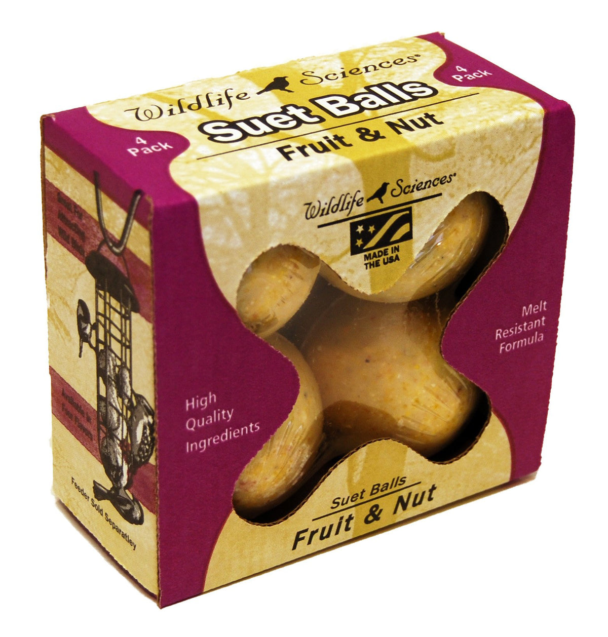 Wildlife Sciences suet ball fruit and nut flavor attracts diverse backyard birds