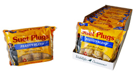Wildlife Sciences suet plugs in a 48-pack display for backyard birds