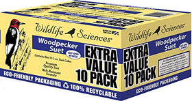 Wildlife Sciences Woodpecker Suet Cake ingredients close-up highlights premium beef suet and grains.