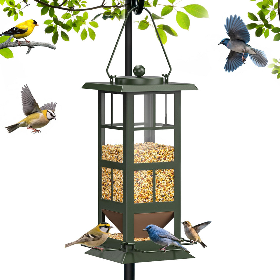 Wildpark small metal hanging feeder with 360° view for easy bird watching.