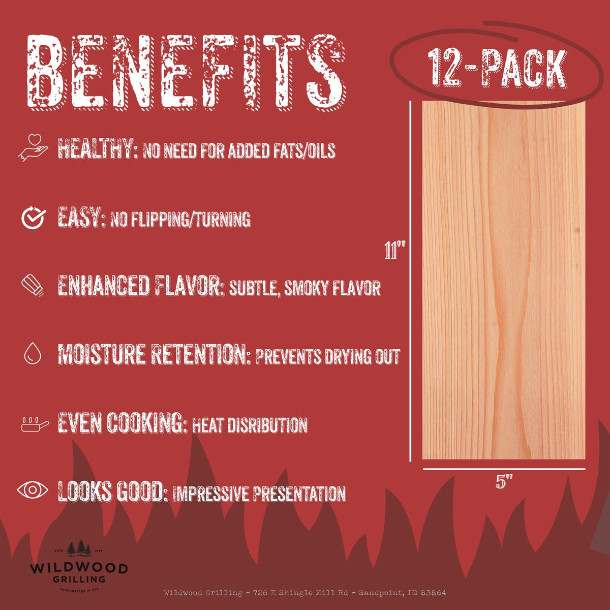 Fruits and vegetables grilled on Wildwood cedar planks for unique flavor notes.