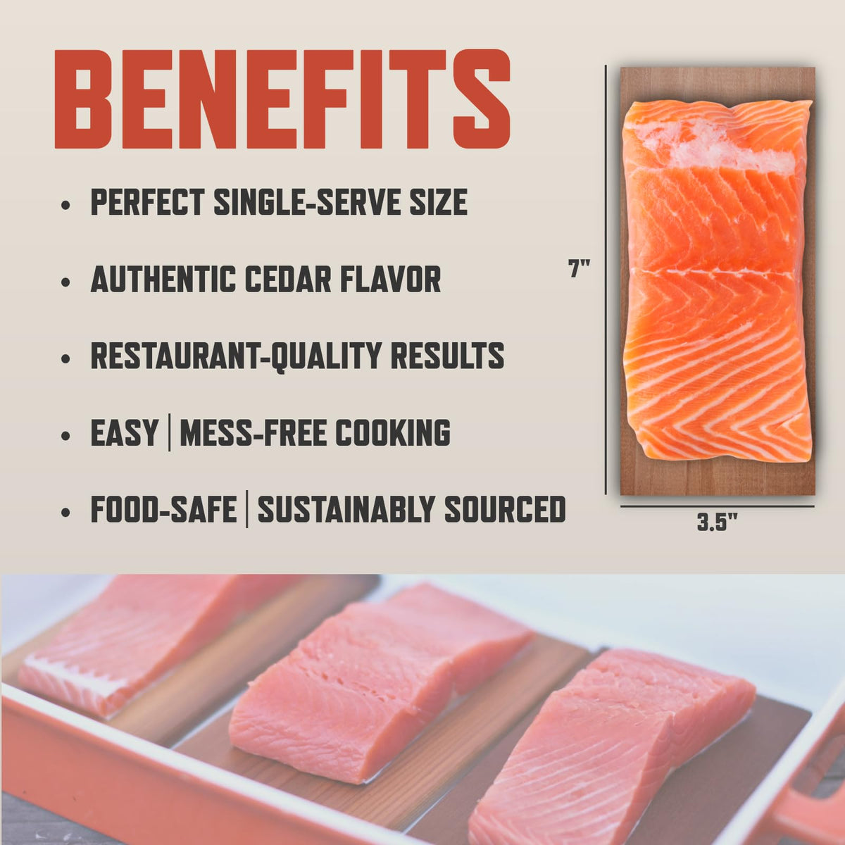 Wildwood Grilling salmon fillet plank demonstrates perfect single-serving and authentic cedar aroma.