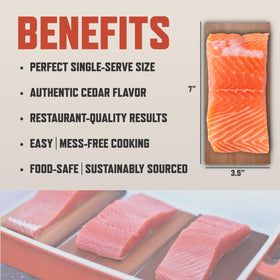 Wildwood Grilling salmon fillet plank demonstrates perfect single-serving and authentic cedar aroma.