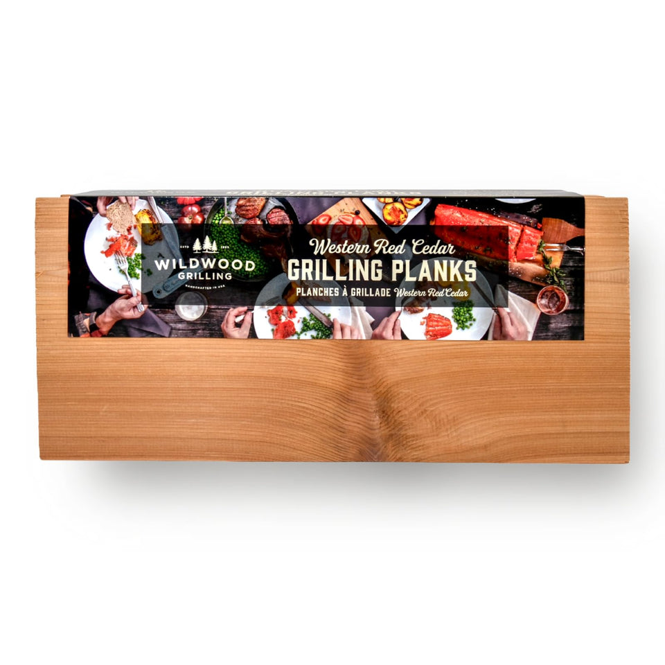 Wildwood Grilling cedar planks eight-pack ready to infuse smoky flavor on grilled foods.