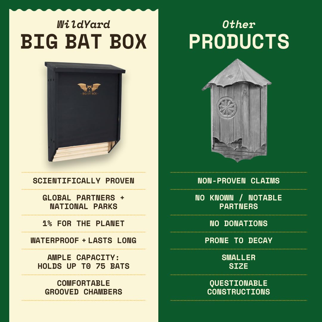 WildYard BIGBATBOX easy-install setup shows mounting on walls or trees.