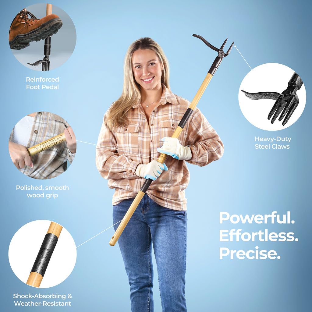 Long 44-inch handle reduces bending for easier weeding