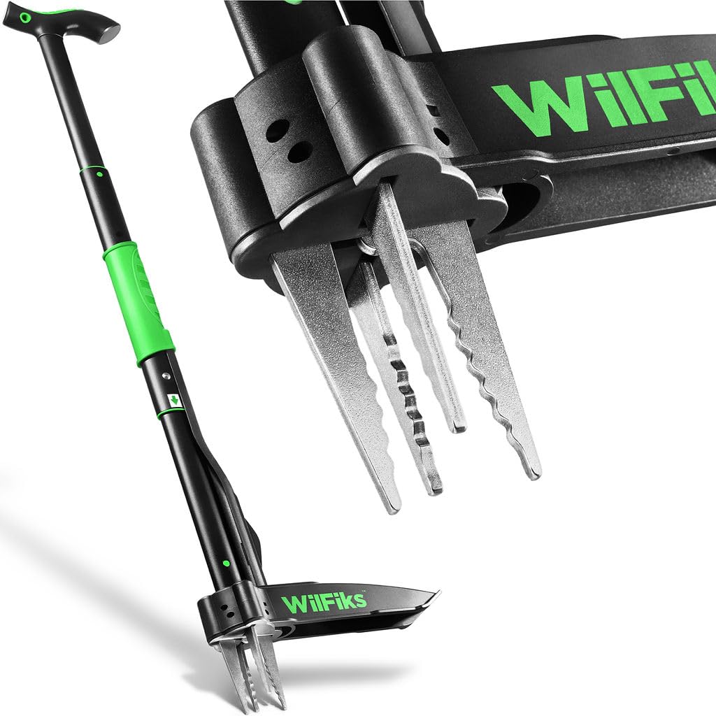 WilFiks weed puller with 36-inch adjustable handle for comfortable standing weeding.