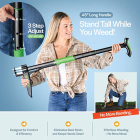 WilFiks weed puller quick-release ejector for clean, hands-free disposal.