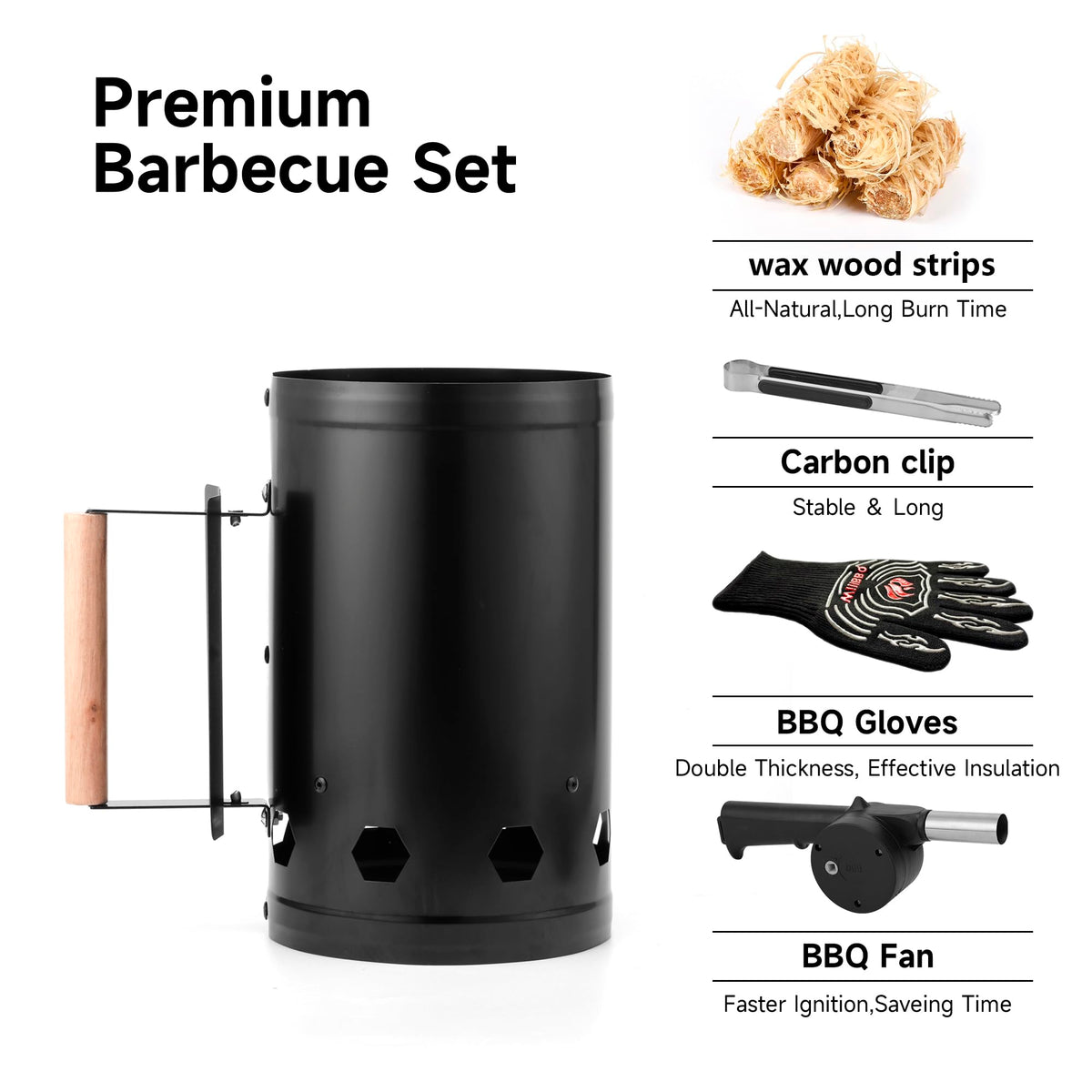 WILLBBQ charcoal chimney starter inside-charcoal view demonstrates capacity ideal for large grills