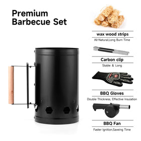 WILLBBQ charcoal chimney starter inside-charcoal view demonstrates capacity ideal for large grills
