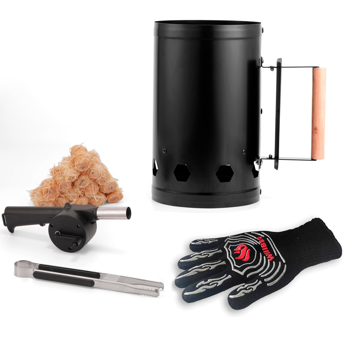 WILLBBQ charcoal chimney starter outer view highlights rugged construction for fast, mess-free lighting