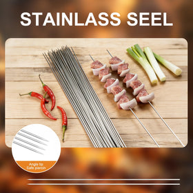 WillBBQ skewers feature an ergonomic grip for safe handling on hot grills.