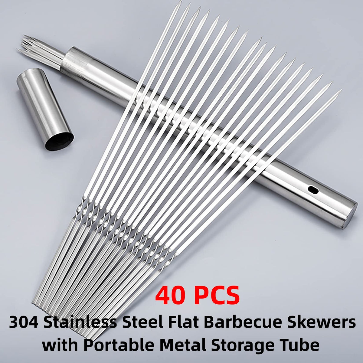 WILLBBQ ergonomic handle skewers for comfortable grip.