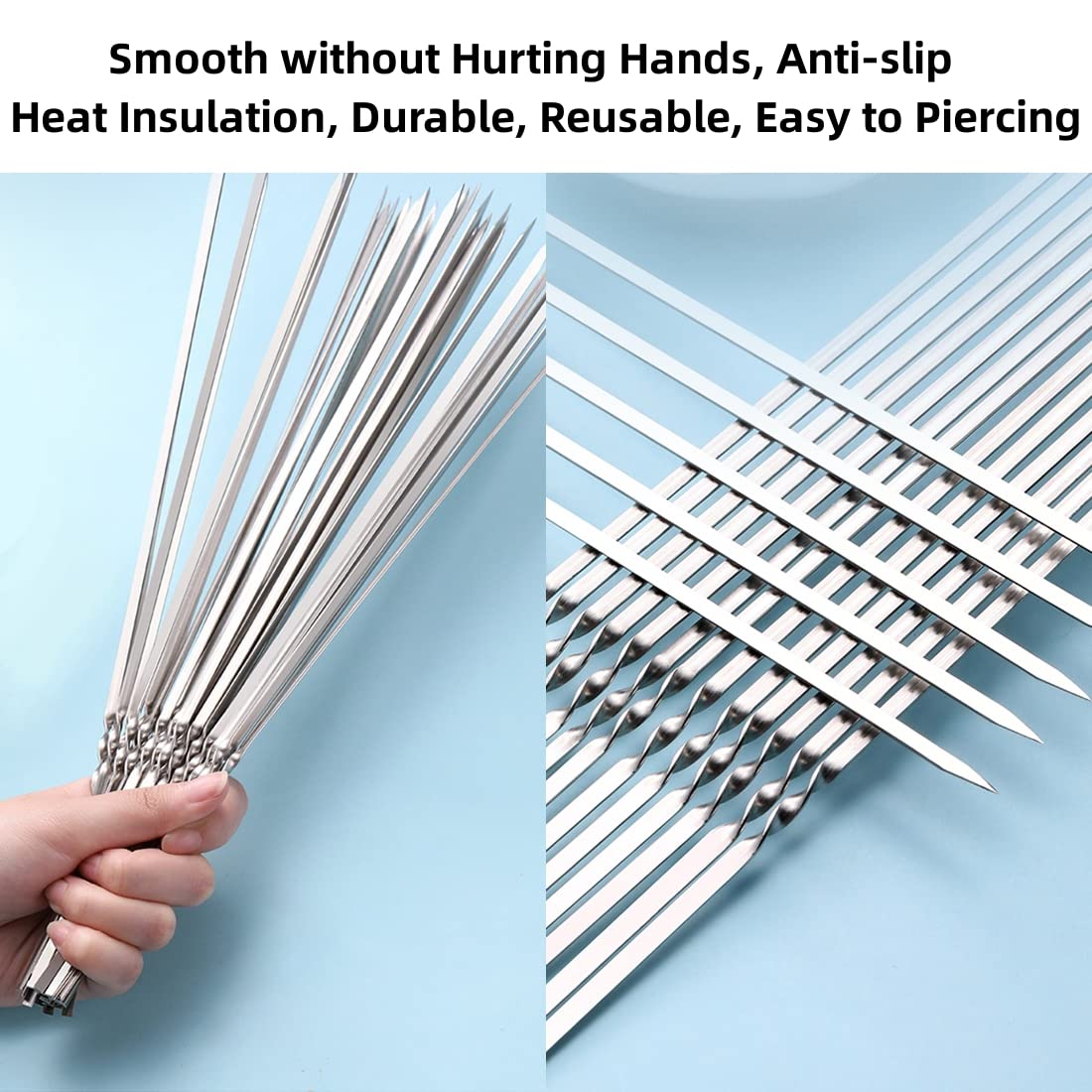 WILLBBQ versatile skewers for kebabs, vegetables, and meat.