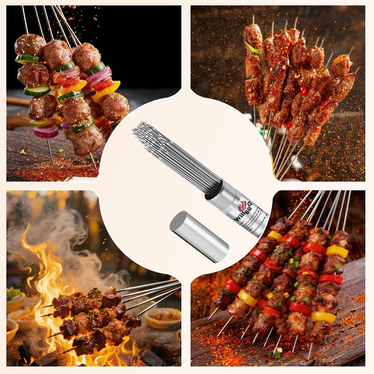 WillBBQ skewers undergo quality checks for durable stainless steel construction.