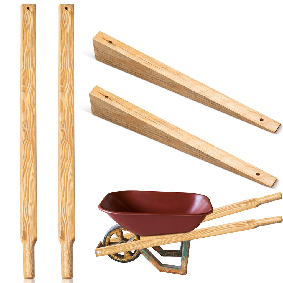 WILLBOND 59-inch wheelbarrow handles kit in pine wood for durable garden replacements