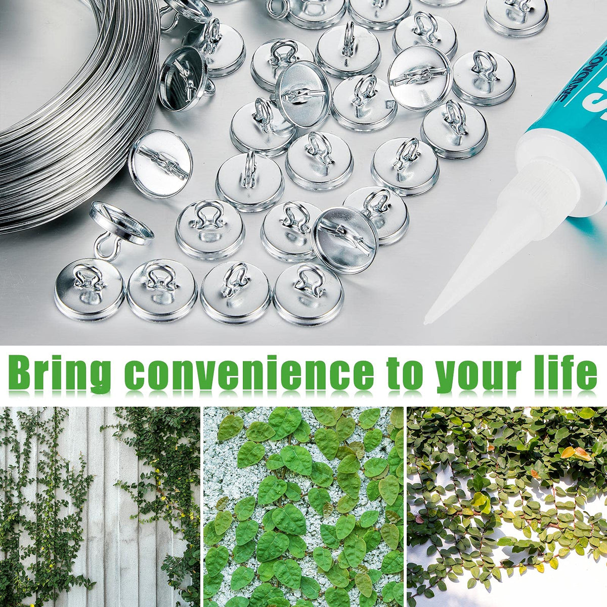 WILLBOND outdoor decor hooks holding garlands on a garden wall