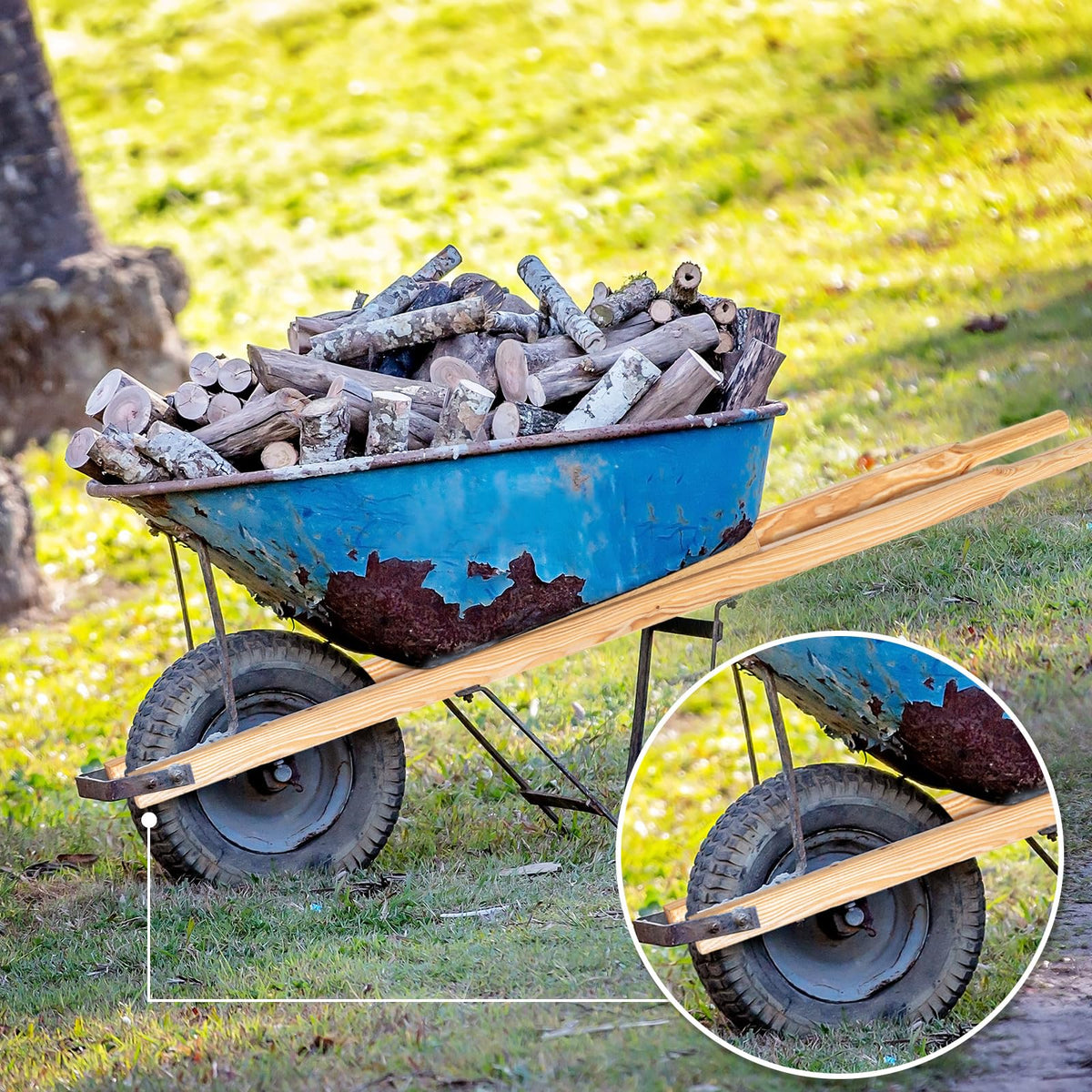 WILLBOND wheelbarrow handles in use for efficient garden hauling