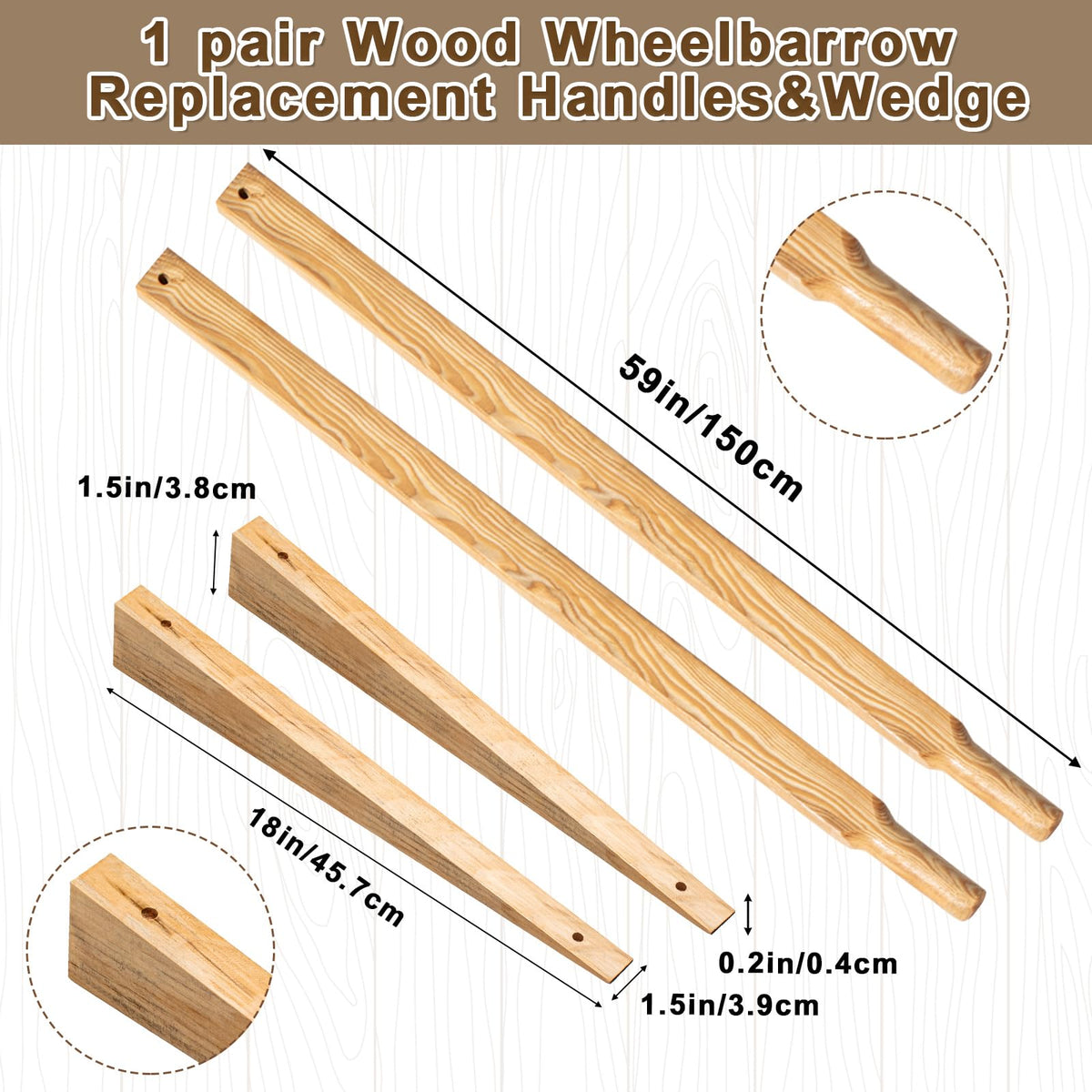 WILLBOND wooden wedges for wheelbarrow provide stable fit and support