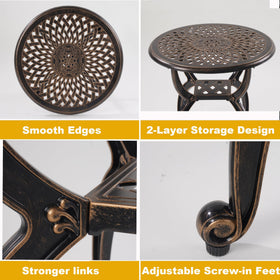 WILOUNGE outdoor table with two-layer storage for magazines, drinks, and snacks.