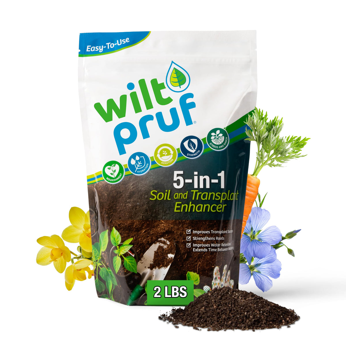 Wilt-Pruf 5-in-1 soil booster supports container garden growth and richer soil