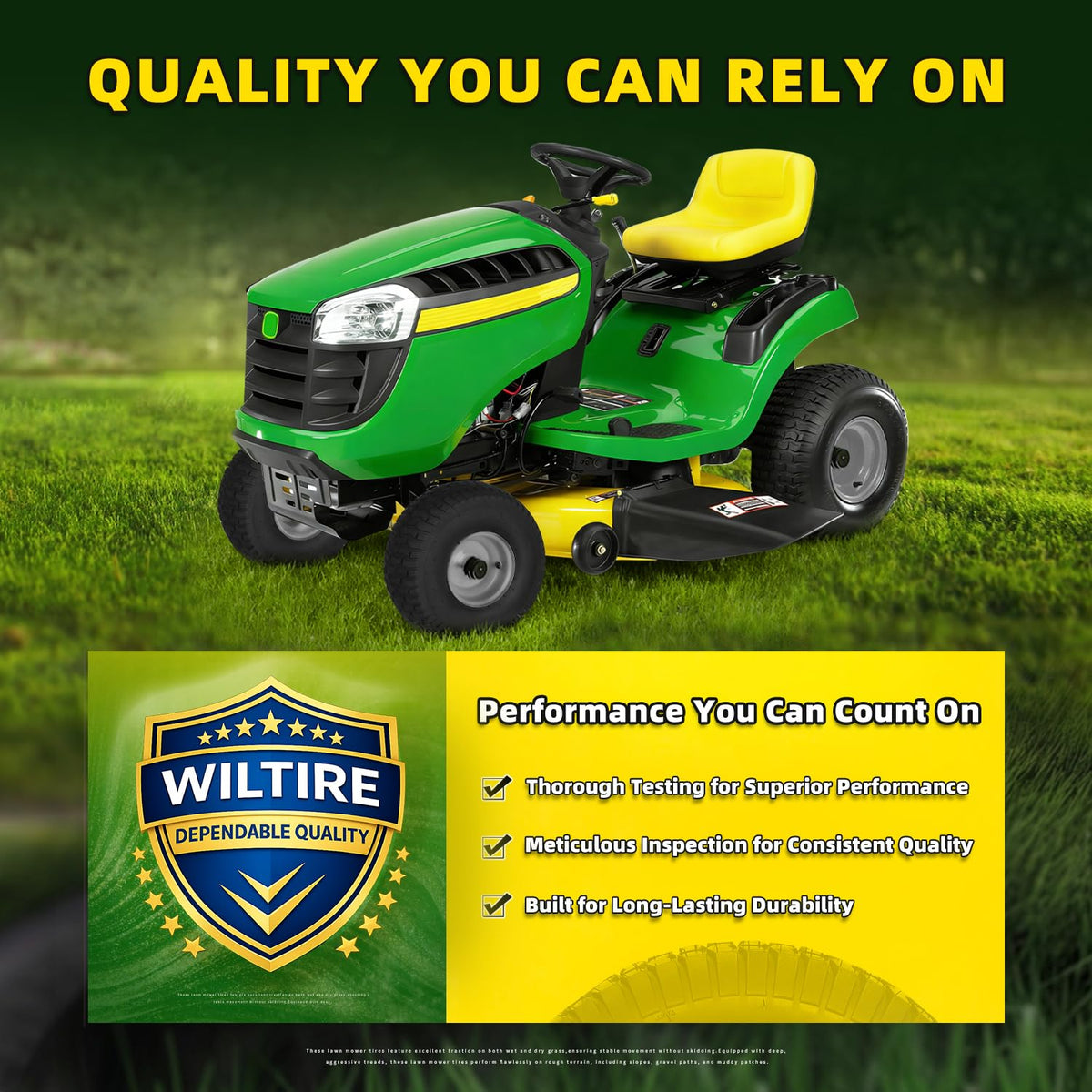 Wiltire pre-assembled tire and wheel saves installation time.