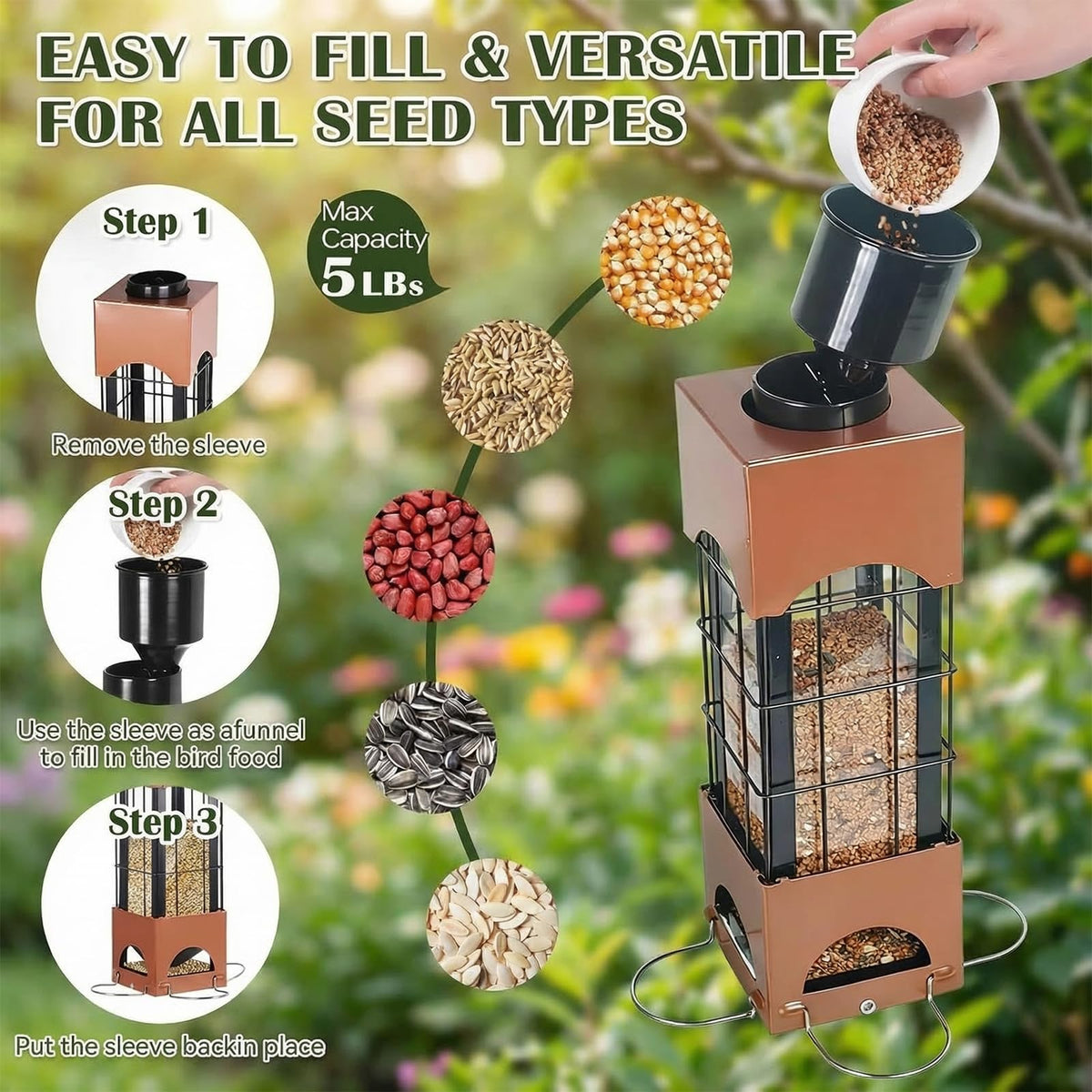 Wilytoin easy-fill lid doubles as a seed funnel for quick refills