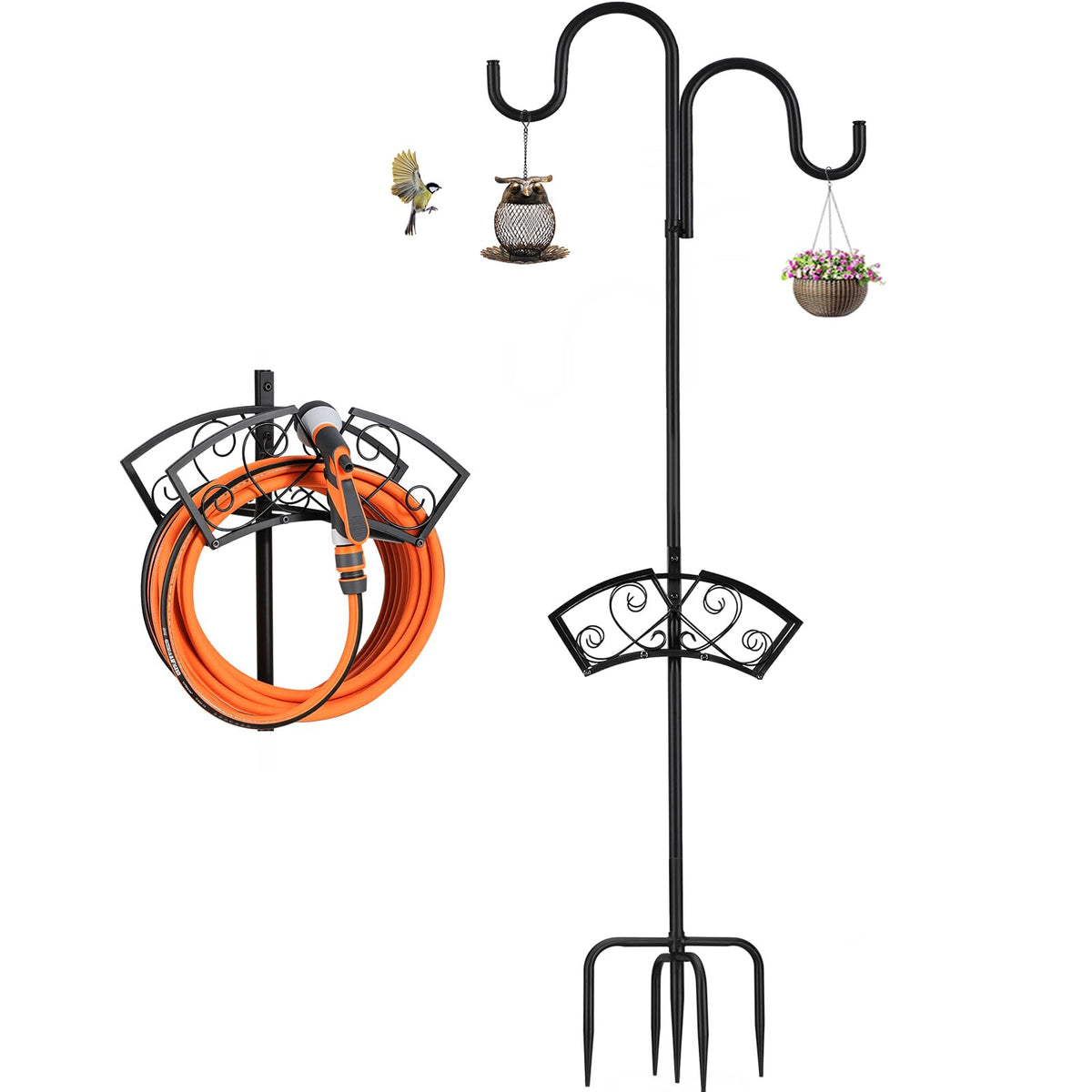 WiMas garden hose holder stand organized outdoors and easy to access