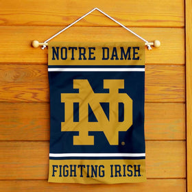 WinCraft Irish ND logo banner flag closeup logo emphasizes crisp screen printing.