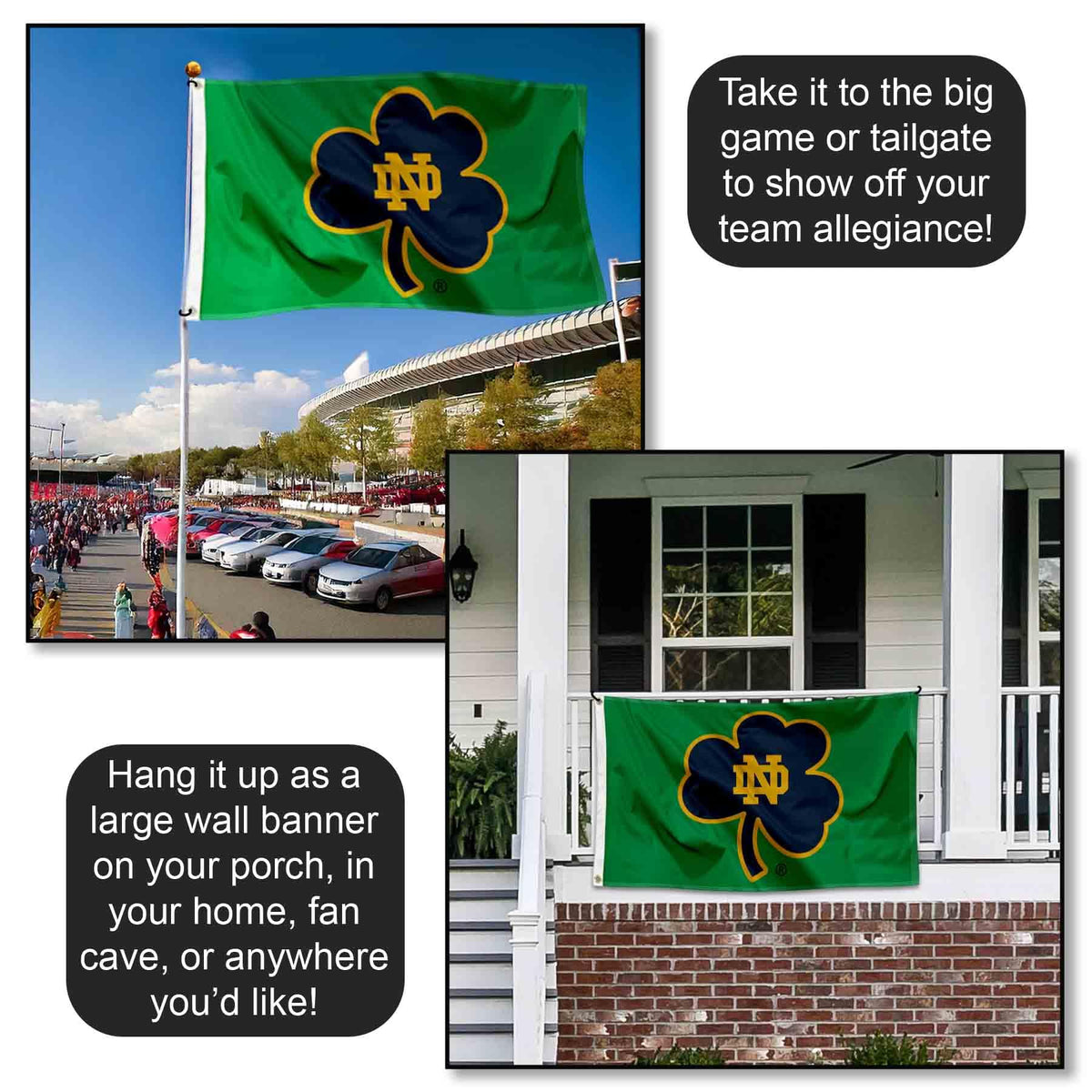 WinCraft Irish Shamrock 3x5 Banner Flag showcasing quadruple-stitched flyends for durability.