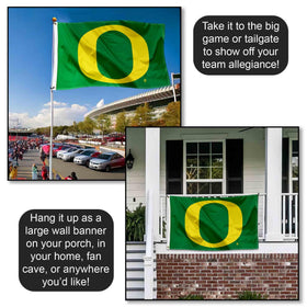 WinCraft Oregon Green 3x5 banner flag polyester material close-up texture