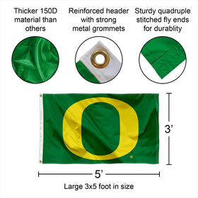 WinCraft Oregon Green 3x5 banner flag side logos for dual-surface readability