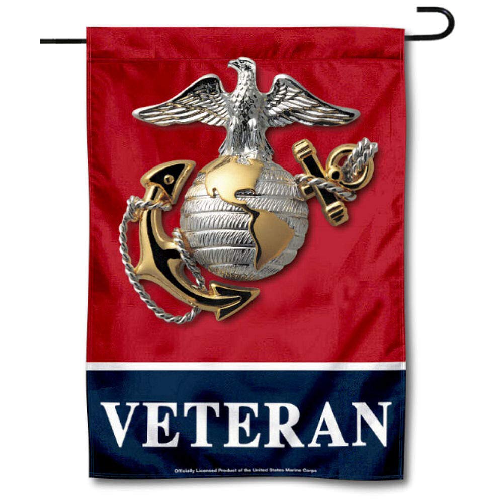 WinCraft US Marines Veteran Garden Flag front view for outdoor display.