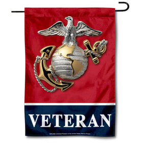 WinCraft US Marines Veteran Garden Flag front view for outdoor display.