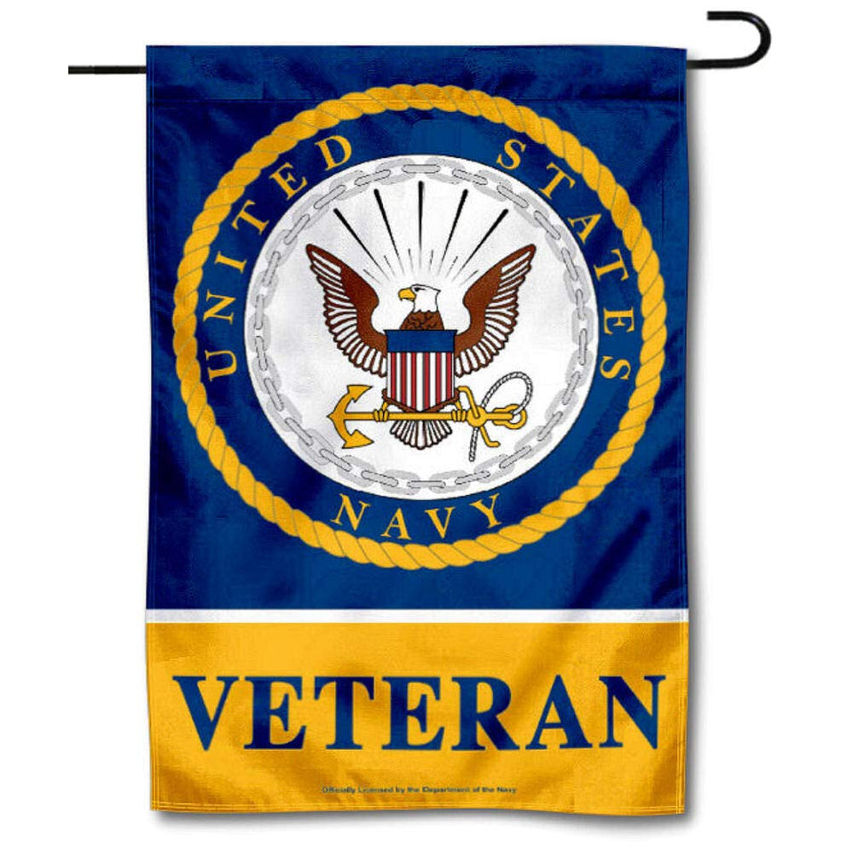 WinCraft US Navy Veteran Garden Flag front view, ideal for yard display.