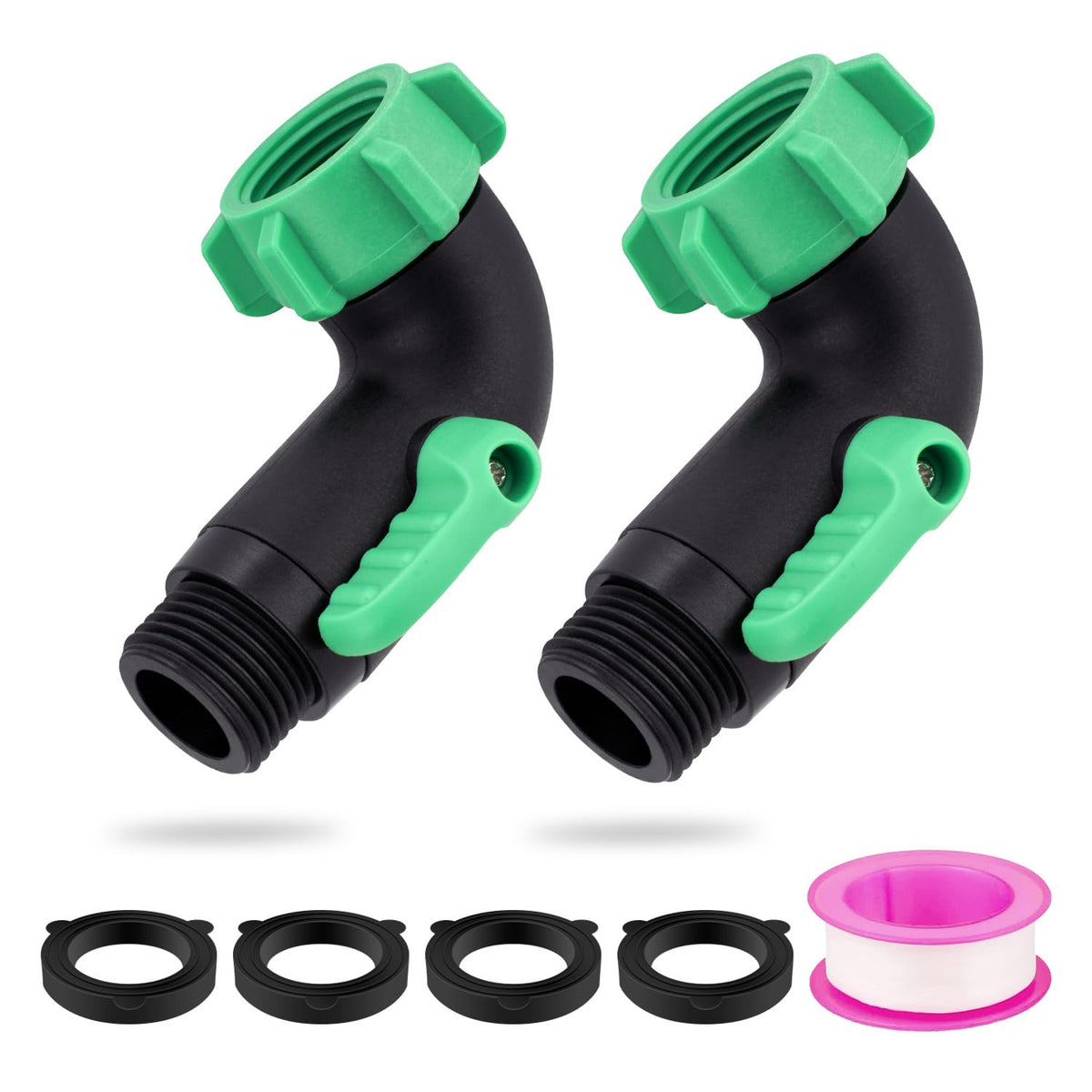 Windblowgrass 2-pack 90-degree hose elbow for tight spaces, reduces hose strain.